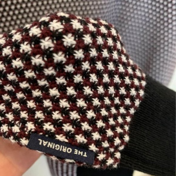 ben SHERMAN mens crew neck sweater. Size Large. NWOT. Black/white/burgun… - Picture 8 of 8